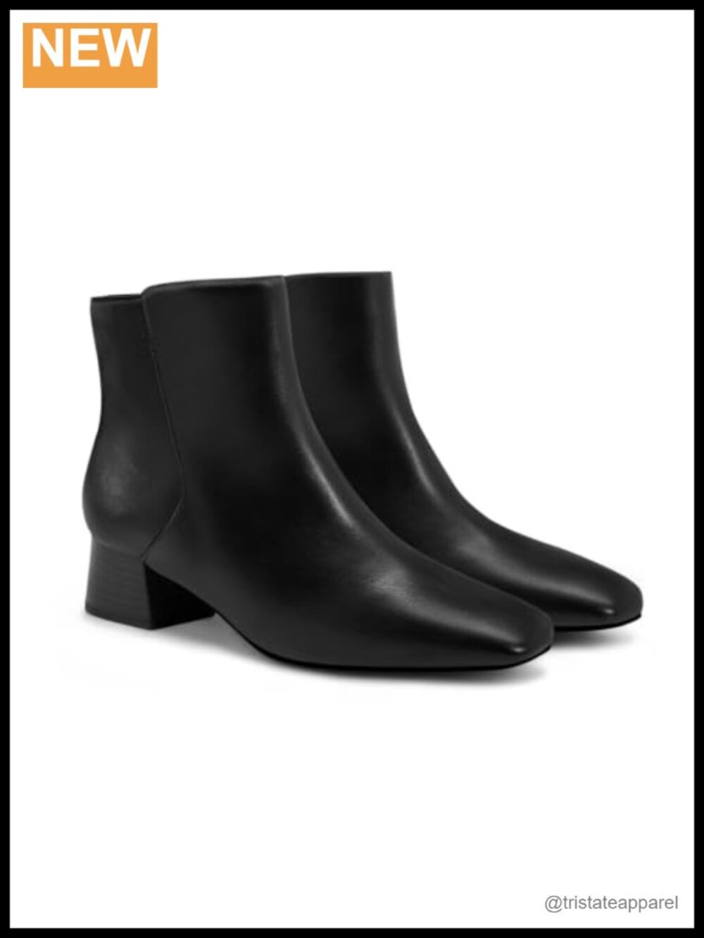 Women's Square Toe Ankle Boots Chunky Low Heel Faux Leather Side Zipper Booties
